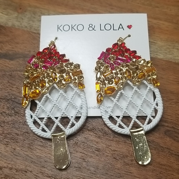 Rhinestone Ice Cream Drop Earrings - Picture 3 of 9